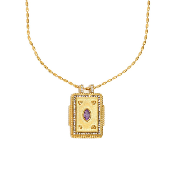 Wholesale Jewelry Retro Style Geometric Stainless Steel 18K Gold Plated Necklace