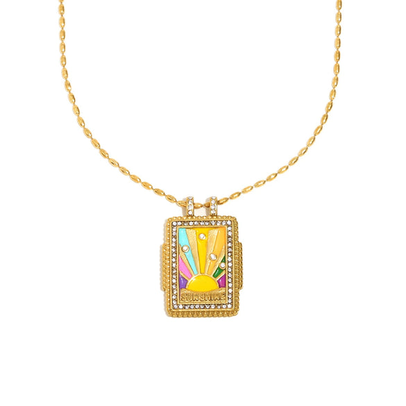 Wholesale Jewelry Retro Style Geometric Stainless Steel 18K Gold Plated Necklace
