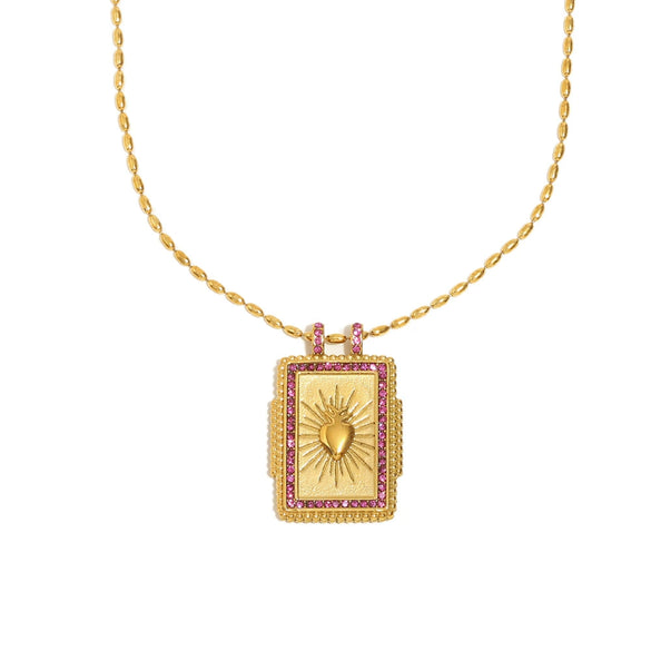 Wholesale Jewelry Retro Style Geometric Stainless Steel 18K Gold Plated Necklace