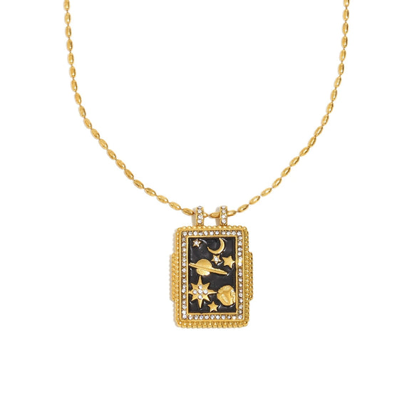 Wholesale Jewelry Retro Style Geometric Stainless Steel 18K Gold Plated Necklace