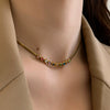 Wholesale Jewelry Retro Style Geometric Titanium Steel Chain Clavicle Necklace With Electroplating