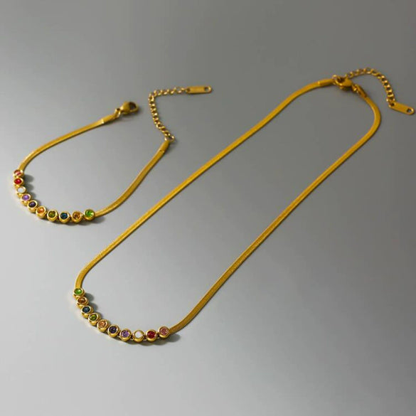 Wholesale Jewelry Retro Style Geometric Titanium Steel Chain Clavicle Necklace With Electroplating