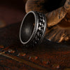 Wholesale Jewelry Retro Style Geometric Titanium Steel Embossed Rotating Chain Ring Distressed Unisex