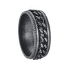 Wholesale Jewelry Retro Style Geometric Titanium Steel Embossed Rotating Chain Ring Distressed Unisex