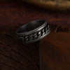 Wholesale Jewelry Retro Style Geometric Titanium Steel Embossed Rotating Chain Ring Distressed Unisex