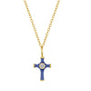 Wholesale Jewelry Retro Style Geometric Ushaped Stainless Steel And Copper Dripping Oil Inlaid Zircon Cross Necklace