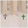 Wholesale Jewelry Retro Style Geometric Ushaped Stainless Steel And Copper Dripping Oil Inlaid Zircon Cross Necklace