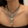Wholesale Jewelry Retro Style Geometric Zinc Alloy Electroplated Cow Head Beaded Ball Chain Clavicle Necklace For Women
