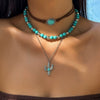 Wholesale Jewelry Retro Style Geometric Zinc Alloy Electroplated Cow Head Beaded Ball Chain Clavicle Necklace For Women
