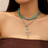 Wholesale Jewelry Retro Style Geometric Zinc Alloy Electroplated Cow Head Beaded Ball Chain Clavicle Necklace For Women