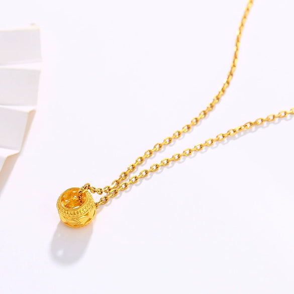 Wholesale Jewelry Retro Style Hollow Small Bead Pendant Alloy 24K Golden Plated Geometric Love Pendant