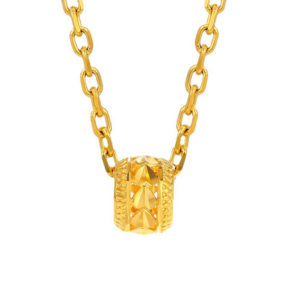 Wholesale Jewelry Retro Style Hollow Small Bead Pendant Alloy 24K Golden Plated Geometric Love Pendant