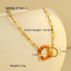 Wholesale Jewelry Retro Style Interlocking Ring Natural Stone Stainless Steel Electroplated Bracelet For Women