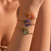 Wholesale Jewelry Retro Style Interlocking Ring Natural Stone Stainless Steel Electroplated Bracelet For Women