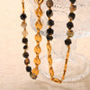 Wholesale Jewelry Retro Style Irregular Natural Stone 316L Stainless Steel Gold Plated Handmade Beaded Necklace Bracelet