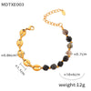 Wholesale Jewelry Retro Style Irregular Natural Stone 316L Stainless Steel Gold Plated Handmade Beaded Necklace Bracelet