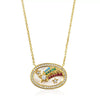 Wholesale Jewelry Retro Style Oval Copper Microinlaid Rhinestone Sound Protector Pendant Necklace With Ochain And Electroplating