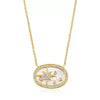 Wholesale Jewelry Retro Style Oval Copper Microinlaid Rhinestone Sound Protector Pendant Necklace With Ochain And Electroplating