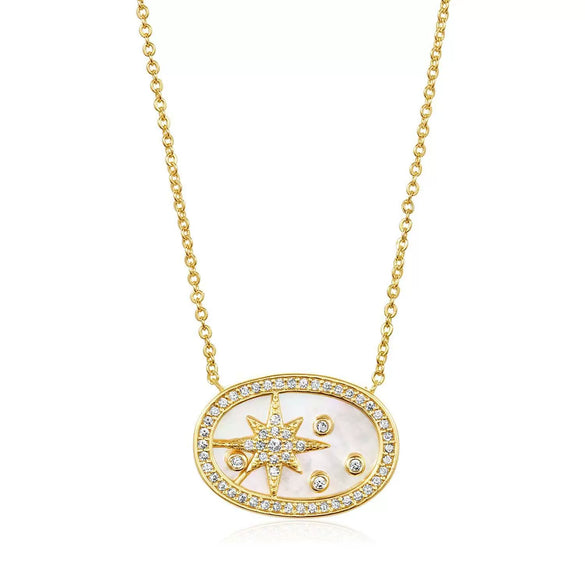 Wholesale Jewelry Retro Style Oval Copper Microinlaid Rhinestone Sound Protector Pendant Necklace With Ochain And Electroplating