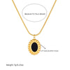 Wholesale Jewelry Retro Style Oval Geometric Stainless Steel Gold Plated Pendant Necklace And Stud Earrings Set For Women