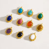 Wholesale Jewelry Retro Style Oval Natural Stone Inlaid Stainless Steel Electroplated Earrings Pendant