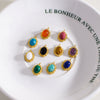 Wholesale Jewelry Retro Style Oval Natural Stone Inlaid Stainless Steel Electroplated Earrings Pendant