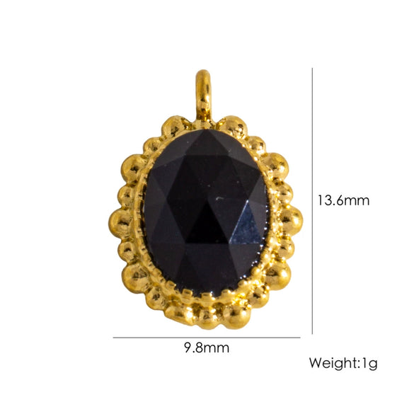 Wholesale Jewelry Retro Style Oval Natural Stone Inlaid Stainless Steel Electroplated Earrings Pendant