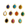 Wholesale Jewelry Retro Style Oval Natural Stone Inlaid Stainless Steel Electroplated Earrings Pendant