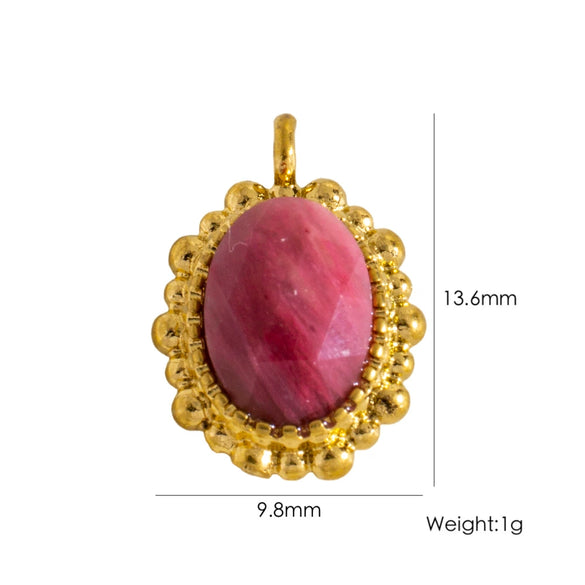 Wholesale Jewelry Retro Style Oval Natural Stone Inlaid Stainless Steel Electroplated Earrings Pendant