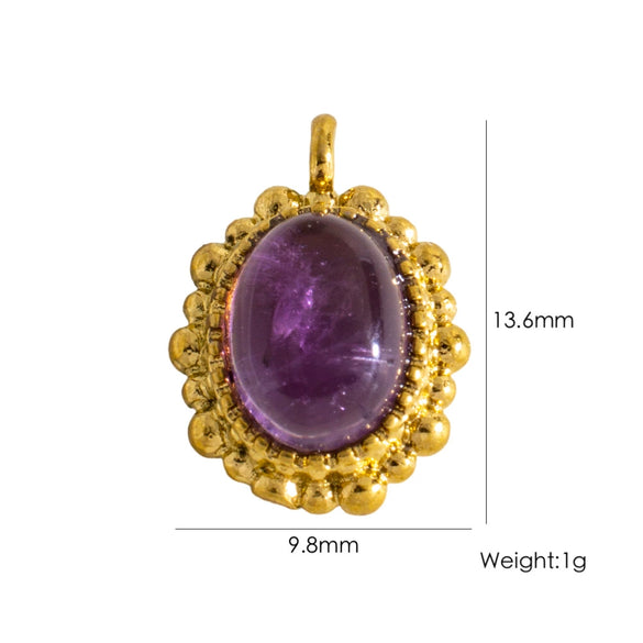 Wholesale Jewelry Retro Style Oval Natural Stone Inlaid Stainless Steel Electroplated Earrings Pendant