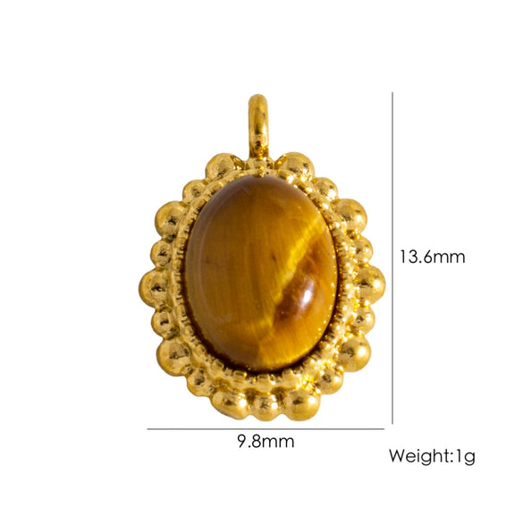 Wholesale Jewelry Retro Style Oval Natural Stone Inlaid Stainless Steel Electroplated Earrings Pendant