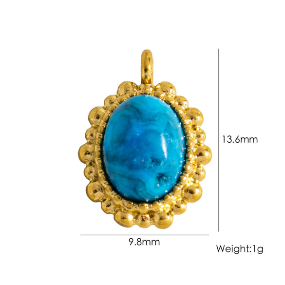 Wholesale Jewelry Retro Style Oval Natural Stone Inlaid Stainless Steel Electroplated Earrings Pendant