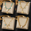 Wholesale Jewelry Retro Style Oval Star Shape Stainless Steel Electroplated Pendant O Chain For Women