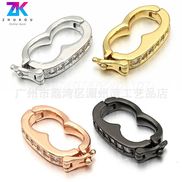 Wholesale Jewelry Retro Style Peanut Copper Electroplated Buckle Jewelry Accessories Connector