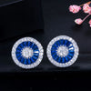 Wholesale Jewelry Retro Style Round Copper Earrings With Geometric Pattern And Zircon