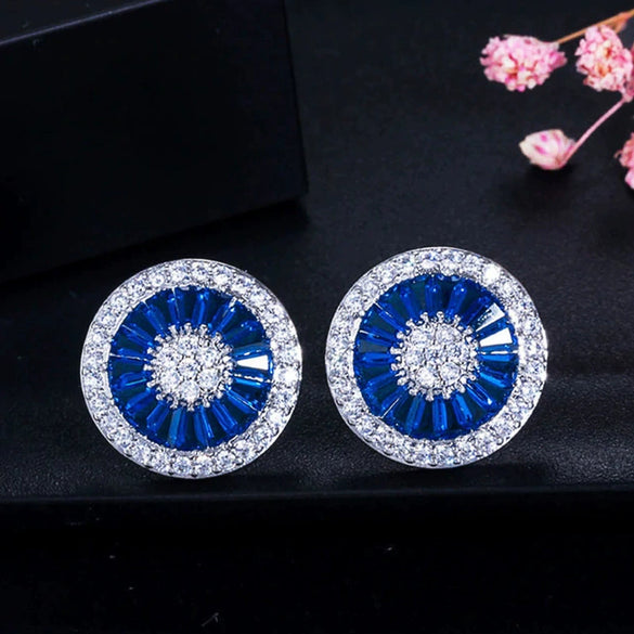 Wholesale Jewelry Retro Style Round Copper Earrings With Geometric Pattern And Zircon