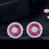 Wholesale Jewelry Retro Style Round Copper Earrings With Geometric Pattern And Zircon