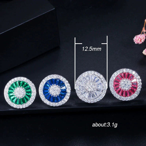 Wholesale Jewelry Retro Style Round Copper Earrings With Geometric Pattern And Zircon
