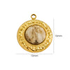 Wholesale Jewelry Retro Style Round Stainless Steel Natural Stone Inlay Pendant