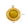 Wholesale Jewelry Retro Style Round Stainless Steel Natural Stone Inlay Pendant