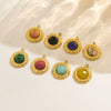 Wholesale Jewelry Retro Style Round Stainless Steel Natural Stone Inlay Pendant