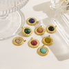 Wholesale Jewelry Retro Style Round Stainless Steel Natural Stone Inlay Pendant