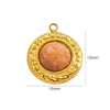 Wholesale Jewelry Retro Style Round Stainless Steel Natural Stone Inlay Pendant