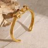 Wholesale Jewelry Retro Style Stainless Steel Double Knot Cross Rope Knot Open Bracelet Electroplated
