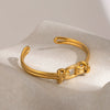 Wholesale Jewelry Retro Style Stainless Steel Double Knot Cross Rope Knot Open Bracelet Electroplated