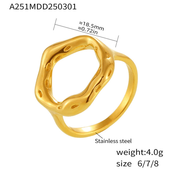 Wholesale Jewelry Retro Style 316L Stainless Steel 18K Gold Plated Ring Earrings