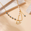 Wholesale Jewelry Retro Style Stainless Steel Multilayer Irregular Heart Shape Flower Bow Tie Gold Plated Necklace
