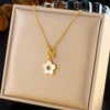 Wholesale Jewelry Retro Style Stainless Steel Multilayer Irregular Heart Shape Flower Bow Tie Gold Plated Necklace