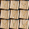 Wholesale Jewelry Retro Style Stainless Steel Multilayer Irregular Heart Shape Flower Bow Tie Gold Plated Necklace