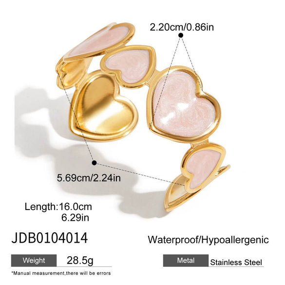 Wholesale Jewelry Retro Style Stainless Steel Open Heart Bracelet Electroplated
